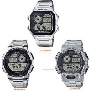 แท้ cmg แท้ศูนย์ 100% Casio Standard World time AE-1200 AE1200WHD AE1000WHD AE1400WHD  ประกันศูนย์ 1 ปี ถ่านอายุ 10 ปี