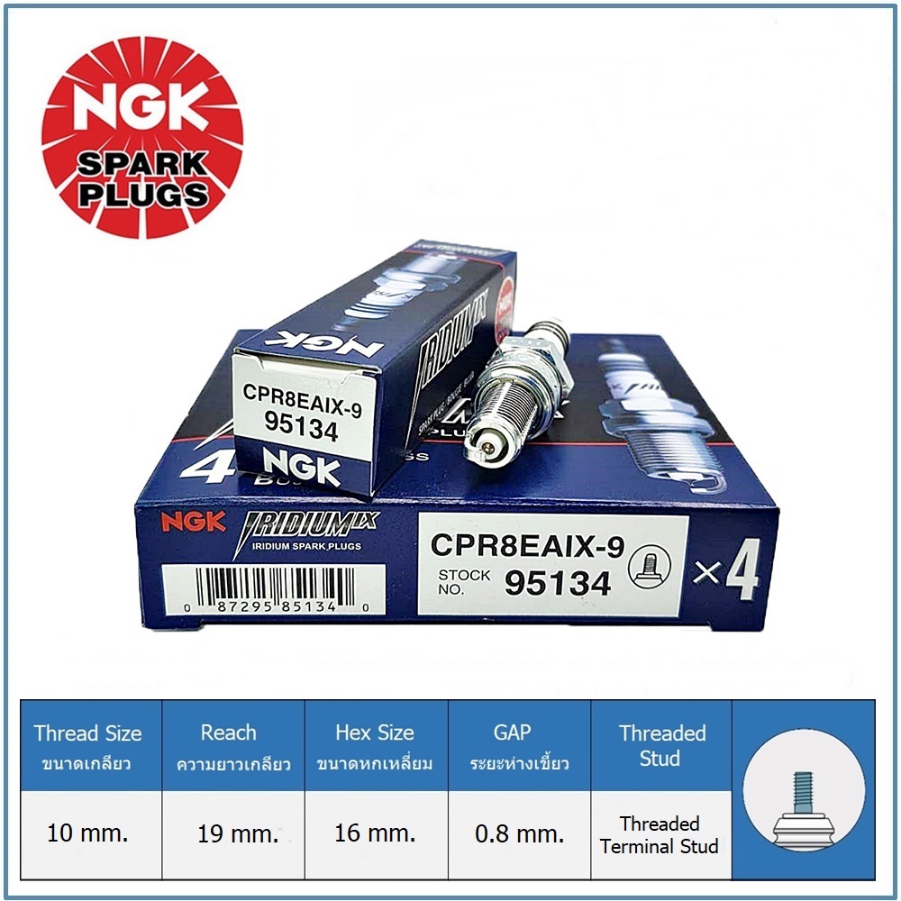 หัวเทียน NGK CPR8EAIX-9  IRIDIUM IX  จำนวน 1 หัว สำหรับ YAMAHA ALL NEW EXCITER/ MT-15/ R15/ XSR155/WR155R/X1R/SPARK 135i ราคา ถูกที่สุด ดีลบีเคเค แกลเลอรีภาพที่ 3