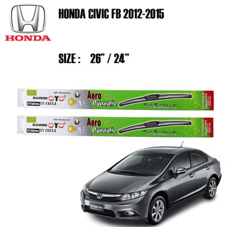 ที่ปัดน้ำฝน ใบปัดน้ำฝน ก้านใบปัดน้ำฝน ตรงรุ่น Honda Civic Fb 2012 - 2015 Diamond Eye 002 สีเขียว