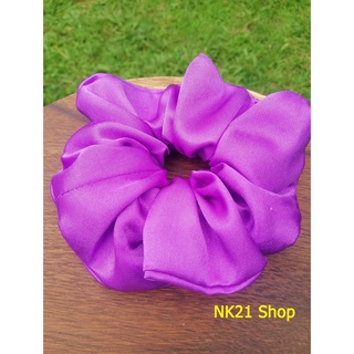 NK21 โดนัทรัดผม หนังยางรัดผม ผ้าซาติน สีม่วง Satin Scrunchies, ฺPurple color. scrunchies,Scrunchies,Scrunchy