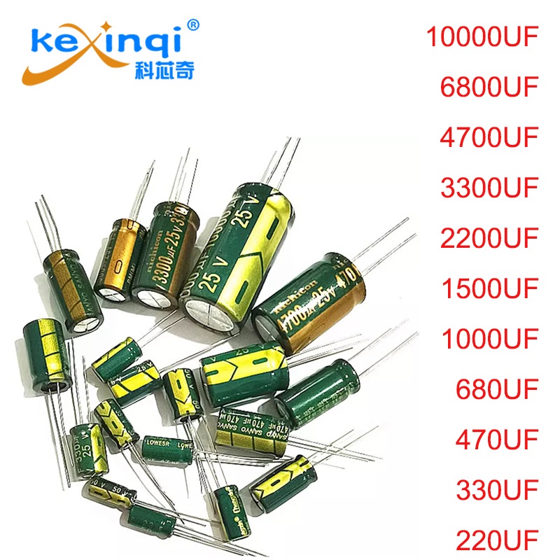 ตัวเก็บประจุอลูมิเนียมอิเล็กโทรลีติค 47uf 100uf 470uf 220uf 330uf 10000uf 1500uf 2200uf 3300uf 4700u