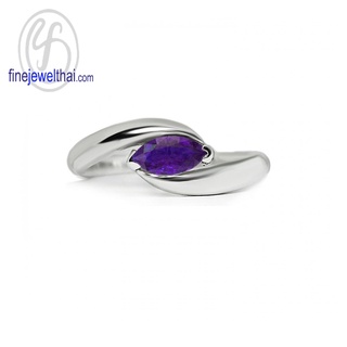 Finejewelthai-แหวนอะเมทิสต์-อะเมทิสต์-แหวนพลอย-แหวนเงินแท้-พลอยประจำเดือนเกิด-Amethyst-Silver-Ring-Birthstone-R1158amt