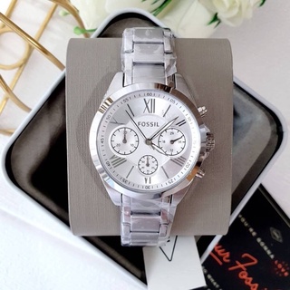 (ผ่อน0%) นาฬิกา Fossil BQ3035 Modern Courier Midsize Chronograph Stainless Steel Watch สายสแตนเลสสีเงิน หน้าปัดกลม 36มม.