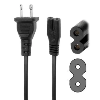 สาย AC 2 รู ยาว 1.5 เมตร พร้อม ปลั๊กเสียบ 2 ขาแบน 6A 250V สีดำ