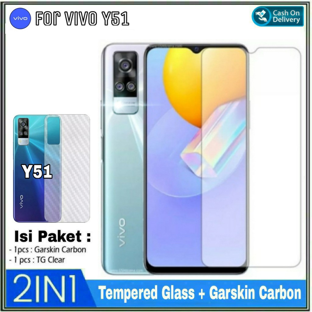 กระจกนิรภัย Vivo Y51 / Y51A แถมฟรี Garskin Carbon Skin