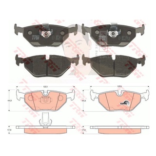 GDB1265 ผ้าเบรค-หลัง(TRW) (เนื้อผ้า COTEC) BMW series 5 - 520i, 523i, 528i (E39)