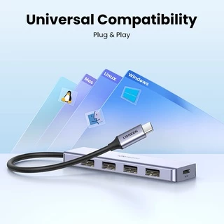 UGREEN USB C Hub 4 Ports USB Type C to USB 3.0 Hub Splitter Adapter for Macbook Pro, iPad Pro, Samsung Galaxy Note 10 S10 USB Hub