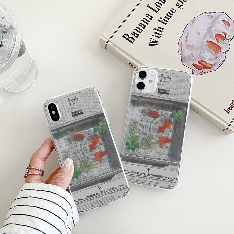 Goldfish Newspaper เคสไอโฟน 12 14 promax 8 พลัส cute 7 8 plus se2020 iPhone 11 12 13 pro max phone case Xr Xs X max เคส