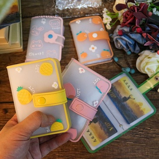 flowersqueen กระเป๋าใส่บัตร แบบใส กันน้ํา ขนาดใหญ่ จุของได้เยอะ น่ารัก