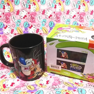 ™﹊♛Ren และ Stimpy แก้วเปลี่ยนสีการค้าต่างประเทศ Mug แก้วกาแฟนม