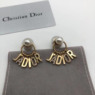 ต่างหูสตั๊ด รูปตัวอักษร Dior แฟชั่นหรูหรา