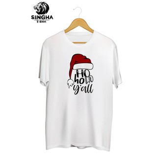 SINGHA T-Shirt Christmas Collection🎄 เสื้อยืดสกรีนลาย HO HO HO หมวกแดง