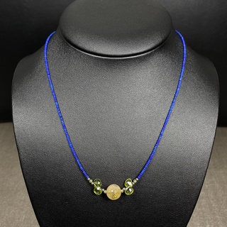 สร้อยคอหิน ลาพิส ลาซูรี, ซิทรีน และเพอริดอท (Lapis with Citrine + Peridot Necklace)