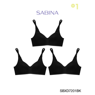 Sabina ซาบีน่า เสื้อชั้นใน Invisible Wire (Set 3 ชิ้น) (ไม่มีโครง) รุ่น Perfect Bra รหัส SBXD7201BK สีดำ