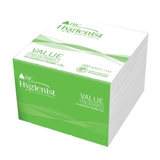 กระดาษเช็ดปากป๊อปอัพ (แพ็ค200แผ่น) BJC Hygienist Value กระดาษทิชชู pop-up paper napkins (200 sheets pack) BJC Hygienist