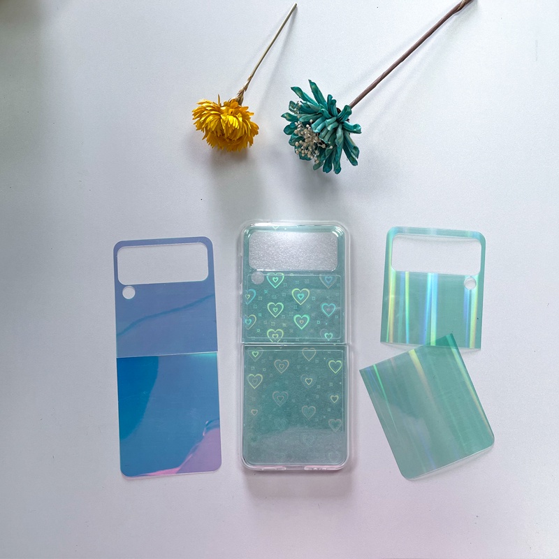 สีสัน Anti-Scratch การ์ดสําหรับ Samsung Galaxy Z Flip4 Flip5 Flip6 กลับครอบคลุมป้องกันฟิล์มสําหรับ Z Flip 6 5 Flip 4 สติกเกอร์