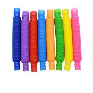 หลอดป๊อป พลาสติก แบบเกลียว ทรงกลม พับได้ สีสันสดใส สร้างสรรค์ ของเล่นเพื่อการเรียนรู้ สำหรับเด็กก่อนเรียน