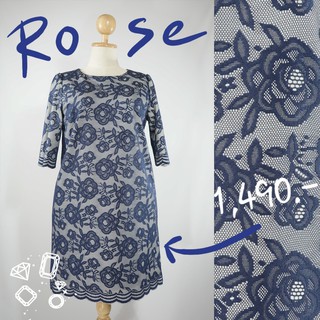 Rose Navy Dress โรส เนวี่ เดรส(38-31-40, L 40-34-42, XL 42-36-44, XXL 44-38-46)