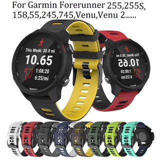 สายนาฬิกาข้อมือซิลิโคน 20 มม. 22 มม. สําหรับ Garmin Forerunner 255 Gamin FR255 Music 245 245 ม. 645 645 Music Garmin Venu 2 Garmin Venu sq Garmin Venu 2 Plus Garmin vivoactive 4