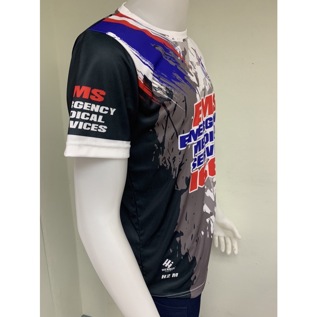 H003 เสื้อพิมพ์ลาย กู้ชีพ สีขาว-ดำ