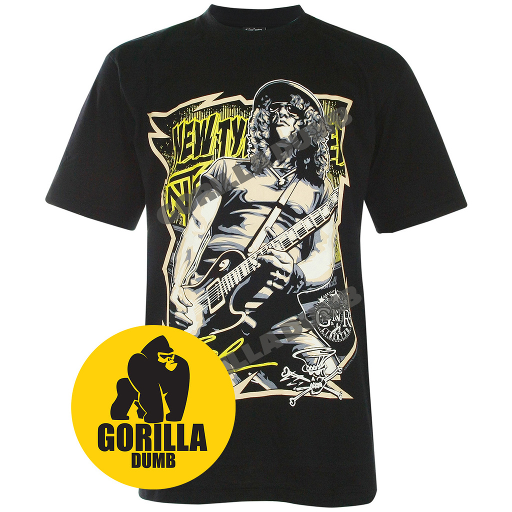 Gorilladumb เสื้อยืดลายวงดนตรี สแลส Slash Guns N' Roses Solo Guitar