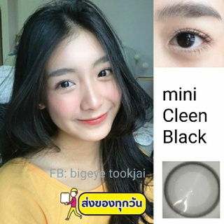 💖 Kitty kawaii ๑ สีดำ black mini Cleen &amp; Clean สายตา -00 ถึง -1000 Contactlens  บิ๊กอาย คอนแทคเลนส์ ราคาถูก แถมตลับฟรี