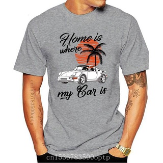 เสื้อยืดแขนสั้นลําลอง ผ้าฝ้าย พิมพ์ลาย Home Is Where My Car Is Design Old สไตล์วินเทจ สําหรับผู้ชาย JFcinh64LOkcjn93Size