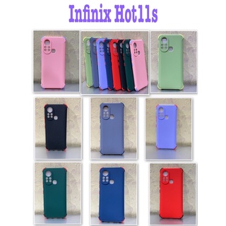 Infinix Hot11s✨พร้​อมส่งใน🇹🇭✨เคสTPUนิ่มสีพื้นปุ่มสี กันกล้องกันกระแทกFor Infinix Hot 11s / Hot11s