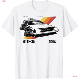 New Back To The Future 35th Retro Stripe DeLorean T-Shirt เสื้อยืด ดพิมพ์ลาย เสื้อยืดผ้าฝ้าย คอกลม cotton ความนิยม sale