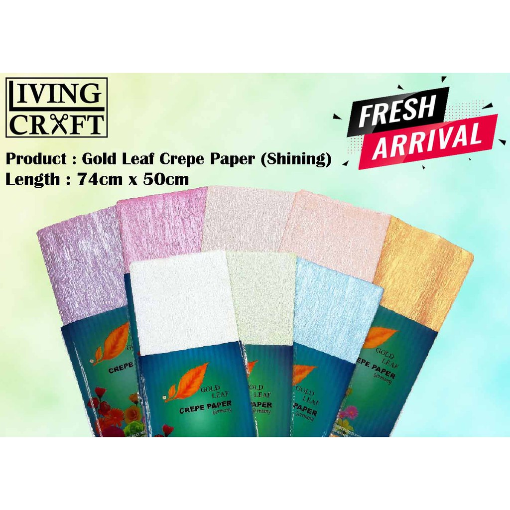 Gold Leaf Crepe Paper Shining / กระดาษเครปเพิร์ล / Kertas Crepe Berkilat ( 10 ชิ้น )