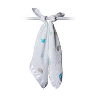 Lulujo ผ้ากอดมัสลินคอตตอน  2-Pack Cotton Muslin Security Blankets - Baby Whales