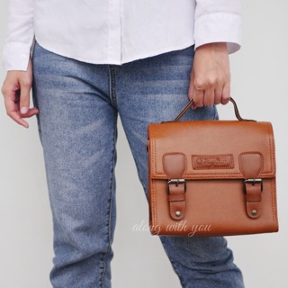 กระเป๋าสะพายใส่กล้องได้ (Brown) ขนาด 3x8.5x8"