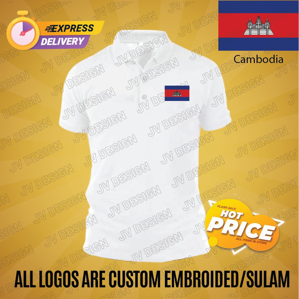 HEBAT🔥 [SULAM] NN ใหม่ CAMBODIA FLAG LOGO POLO EMBROIDERY BAJU LELAKI PEREMPUAN POLO TEE!! ผ้าฝ้าย 1