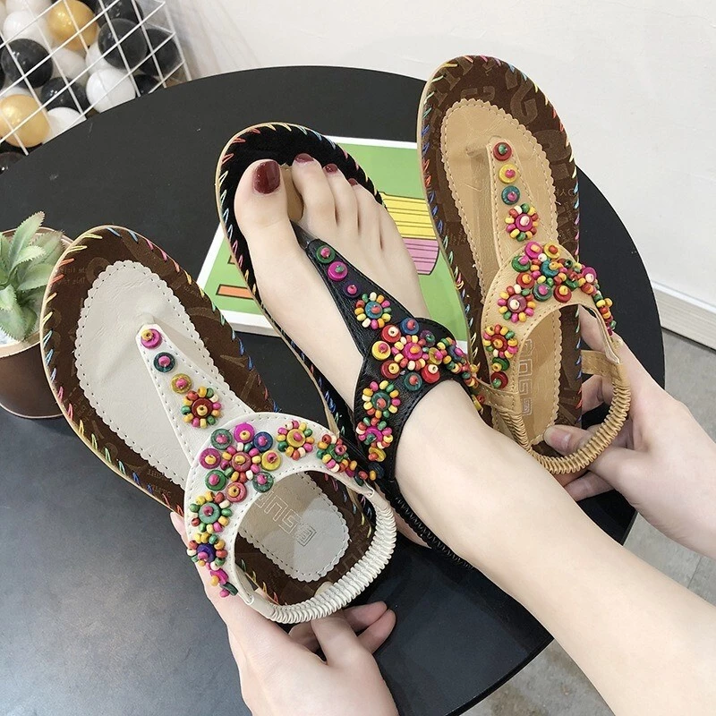 รองผู้หญิงแฟชั่น (พร้อมส่ง) และ Elegant Bohemian รองเท้าแตะส้นแบนแต่งลูกปัด รุ่น ONSC september27_th