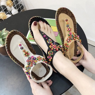 รองผู้หญิงแฟชั่น (พร้อมส่ง) และ Elegant Bohemian รองเท้าแตะส้นแบนแต่งลูกปัด รุ่น ONSC september27_th