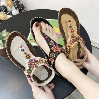รองผู้หญิงแฟชั่น (พร้อมส่ง) และ Elegant Bohemian รองเท้าแตะส้นแบนแต่งลูกปัด รุ่น ONSC september27_th