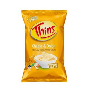 Thins Cheese &amp; Onion Potato Chips 45g  ทินส์ชีส &amp; มันฝรั่งทอดหัวหอม 45 กรัม แพ็ค 3 ชิ้น