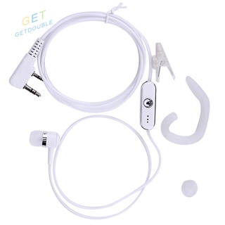 Getdouble ชุดหูฟัง 2Pin พร้อมไมโครโฟน PTT สีขาว สําหรับวิทยุสื่อสาร BAOFENG Retevis