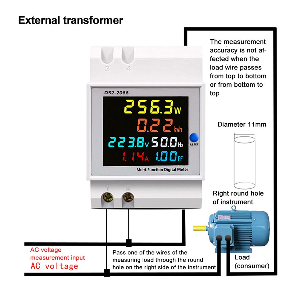 6 In 1 Din Rail Ac Monitor 110V 220V 380V 100A เครื่องวัดแรงดันไฟฟ้า ...