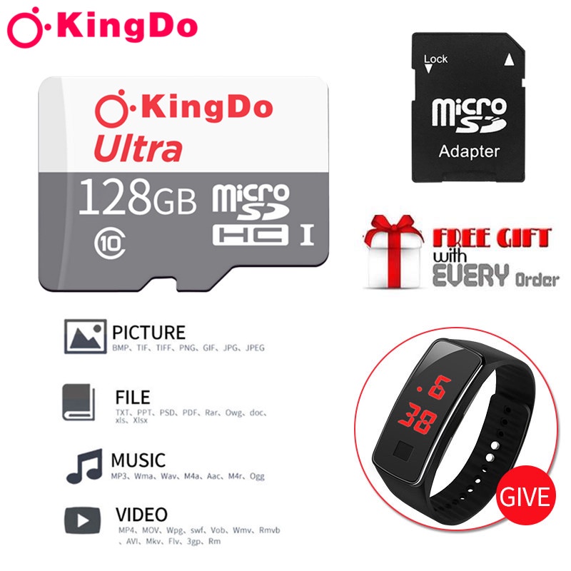 SD card（มอบนาฬิกา LED ฟรี） Ultra Micro SDCard 128GB/64GB/32GB Class10  โทรศัพท์ กล้องวงจรปิดไร้สาย ก
