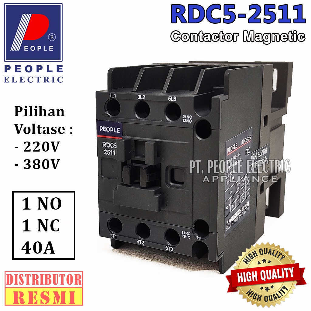 MAGNETIC CONTACTOR RDC5-2511 1NO 1NC PEOPLE CONTACTOR