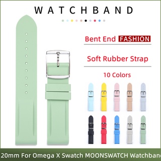 สายนาฬิกาข้อมือยาง ทรงโค้ง 20 มม. กันน้ํา อุปกรณ์เสริม สําหรับ Omega Strap X Swatch Band Joint Moon Constellation