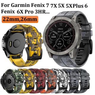 22 มม. 26 มม. สาย Fenix 7 7X สายนาฬิกาข้อมือซิลิโคน ลายพราง  สําหรับ สาย Garmin Fenix 6X / Fenix 7X / Fenix 5X / Fenix 6 / Fenix 5 / FeniX 5X/ สาย Fenix 6X / Fenix 6X pro /fenix 3 3HR Garmin instinct 2 Forerunner 955 935 945  tactix 7, tactix 7 pro Strap