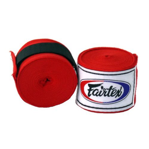 Fairtex แฟร์เท็กซ์ ผ้าพันมือมวยไทย สีแดง ยืด ชกมวย คอตตอนไนล่อน  Red Hand Wraps Elastic Nylon Cotton ฟิตเนส ออกกำลัง
