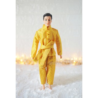 KEN ชุดไทยตุ๊กตาผู้ชาย 30 ซม. : ชุดโจงกระเบนสีเหลือง ไม่รวมต…