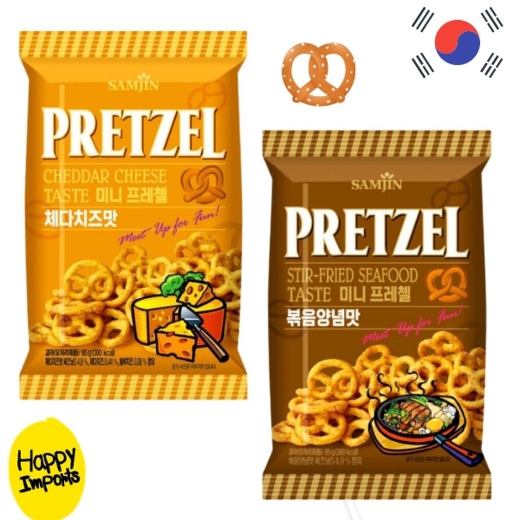 Samjin mini pretzel เพรสเซล อบกรอบ 85g จากเกาหลี ขนมเกาหลี