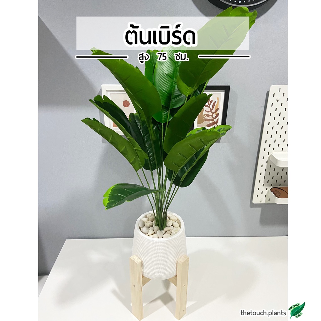 ต้นไม้ปลอม ต้นเบิร์ด 75 ซม. พร้อมกระถางแหละหินสีขาวครบเซ็ต(75cm)