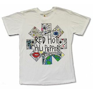 เสื้อยืดอินเทรนด์ผู้ชายอินเทรนด์ผู้หญิงMen T Shirt Red Hot Chili Peppers Doodle Image White Rhcp short sleeve S-3XL