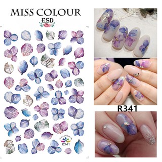 สติ๊กเกอร์ Miss Color ลายดอกไม้ ผลไม้ ลายการ์ตูน สำหรับตกแต่งเล็บ จำนวน 1 แผ่น