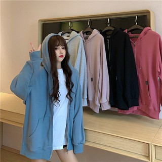 เสื้อแขนยาวฮู้ดมีซิปตรงกลาง